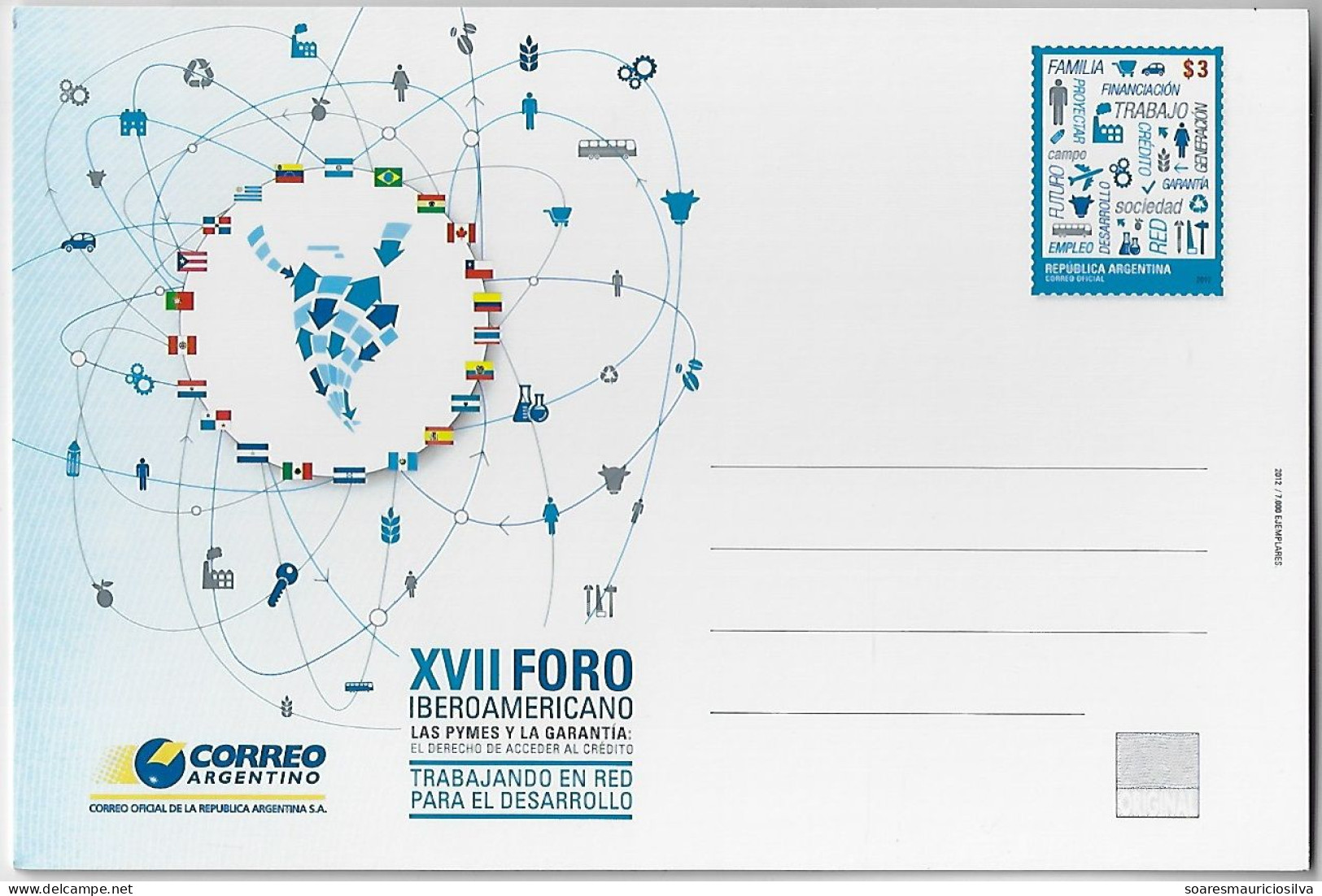 Argentina 2012 Postal Stationery Card Ibero-American Forum SMEs & The Guarantee The Right To Access Credit Unused - Postal Stationery