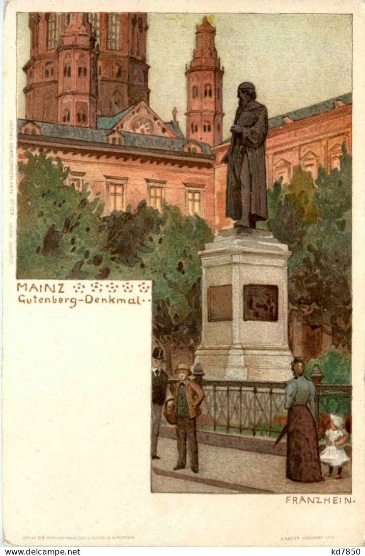 Mainz - Gutenberg Denkmal - Litho - Mainz