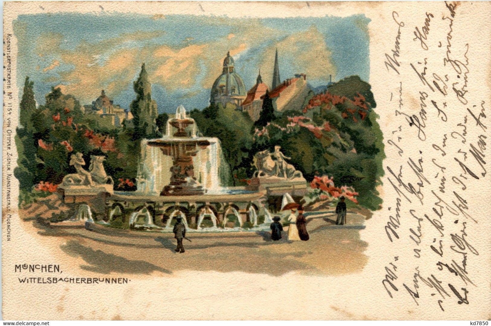 München - Wittelsbacherbrunnen - Litho - Muenchen