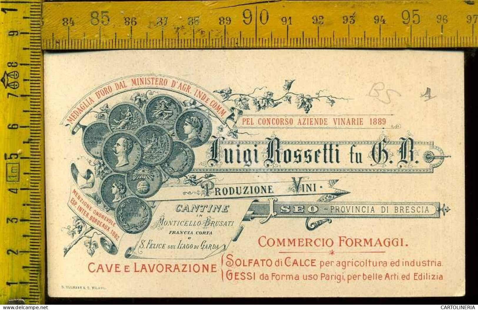 Brescia Iseo -  Produzione Vini " Liugi Rossetti (biglietto) - Brescia