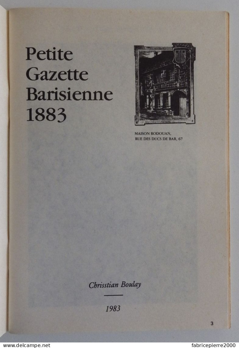 PETITE GAZETTE BARISIENNE 1883  Boulay 1983 EXCELLENT ETAT Meuse Bar-le-Duc - Lorraine - Vosges