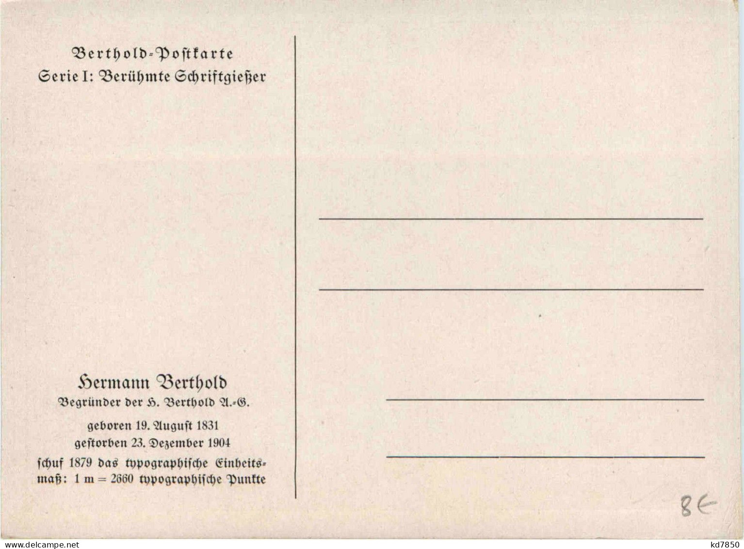 Hermann Berthold - Berthold Postkarte - Historische Persönlichkeiten