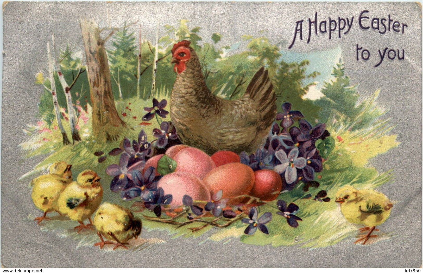 Easter Greetings - Chicken - Prägekarte - Ostern