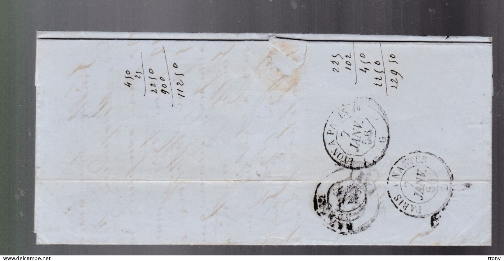 Timbre N° 14 Napoléon III  Bleu     20 C   Sur Lettre  Départ Valence 1856  Destination    Nantes - 1853-1860 Napoléon III