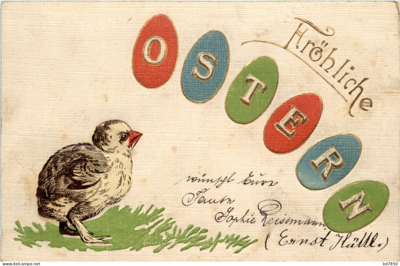 Fröhliche Ostern - Kücken - Prägekarte - Pascua