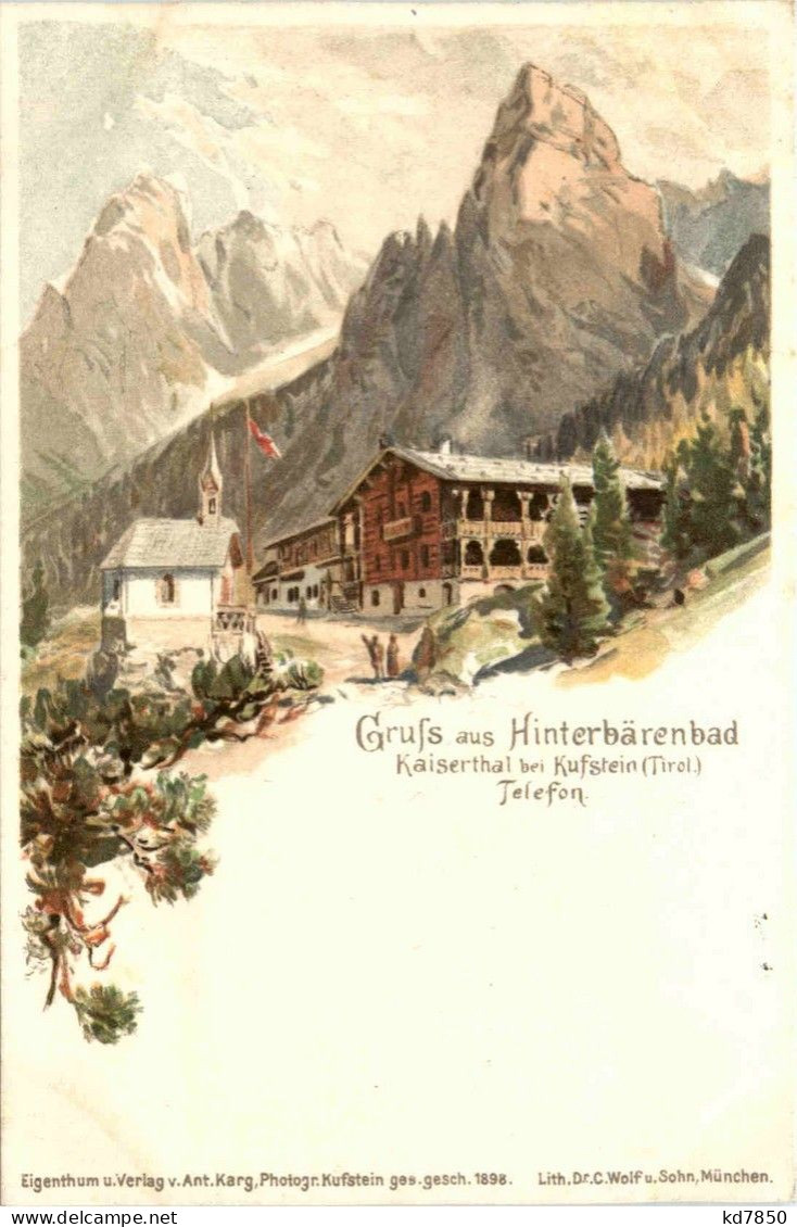 Gruss Aus Hinterbärenbad - Kufstein - Litho - Kufstein