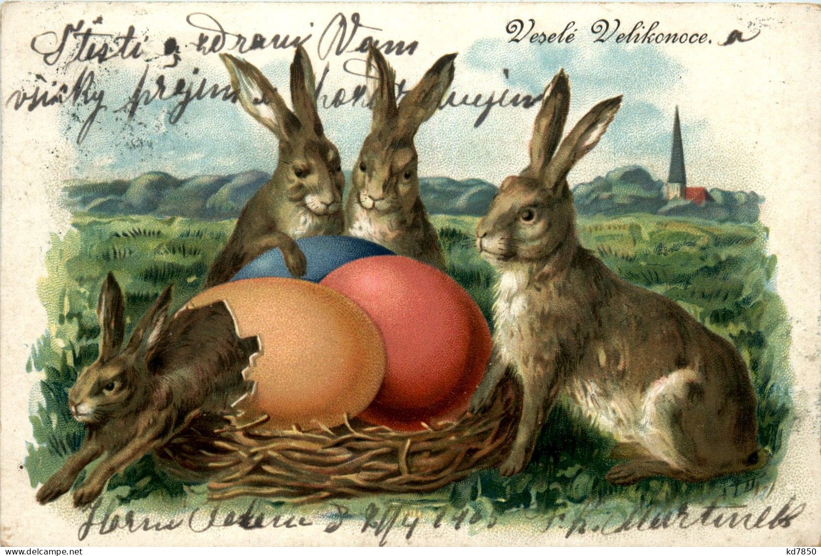 Ostern - Prägekarte - Rabbit - Easter