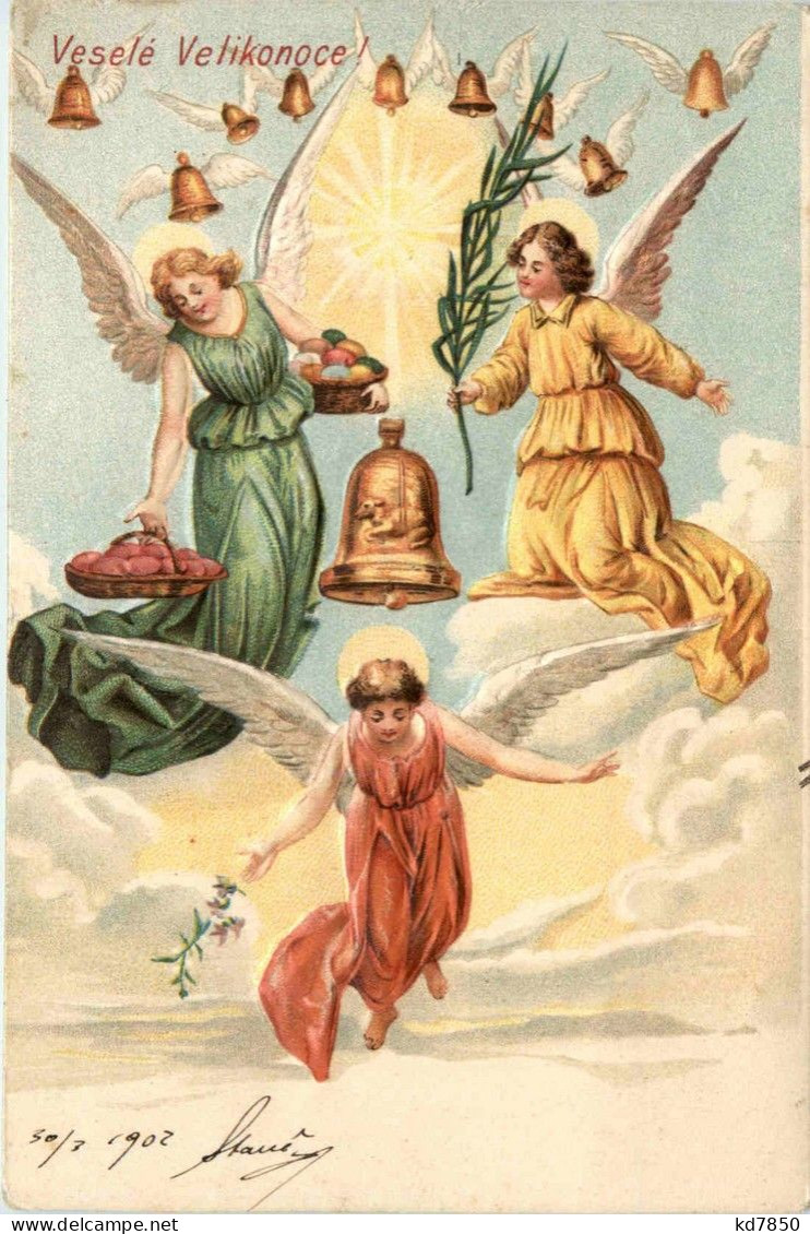 Ostern - Prägekarte - Engel - Angeles