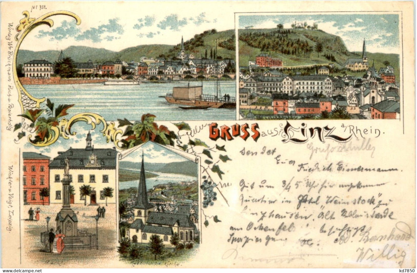 Gruss Aus Linz Am Rhein - Litho - Linz A. Rhein