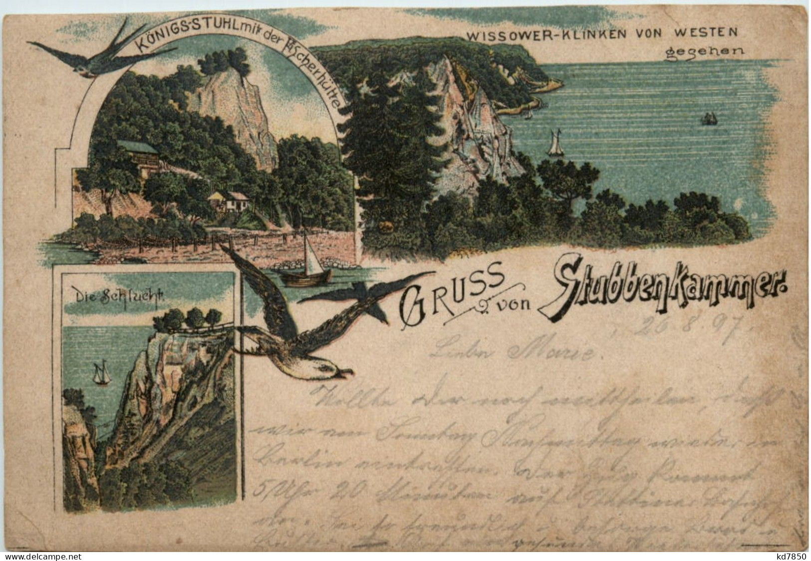 Gruss Von Stubbenkammer - Litho 1897 - Rügen