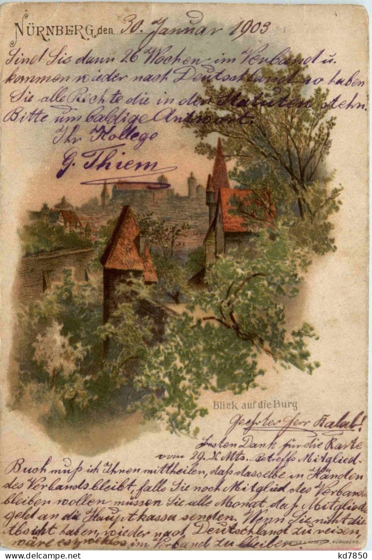 Nürnberg - Litho - Blick Auf Die Burg - Nürnberg