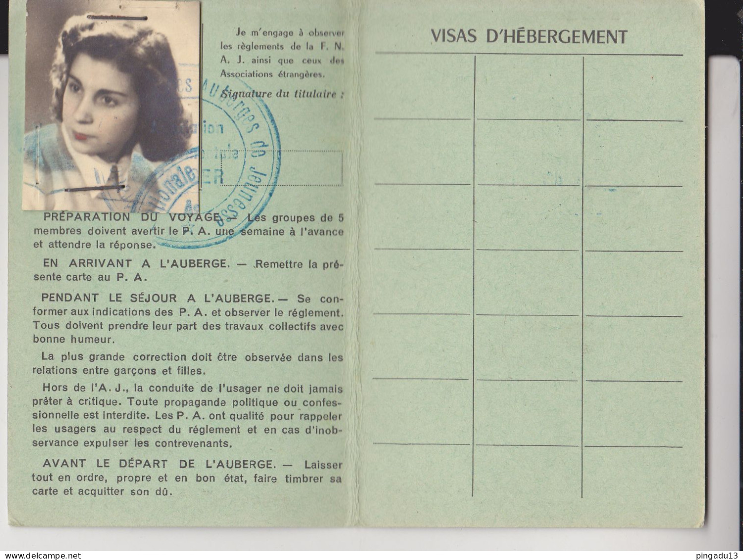 Fixe Carte De Membre Auberges De Jeunesse Année 1952 - Membership Cards