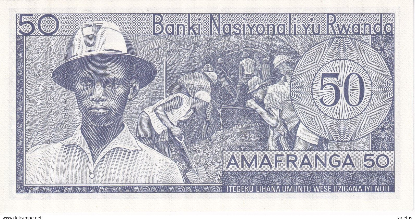 BILLETE DE RWANDA DE 50 FRANCS DEL AÑO 1976 SIN CIRCULAR (UNC)  (BANKNOTE) - Ruanda