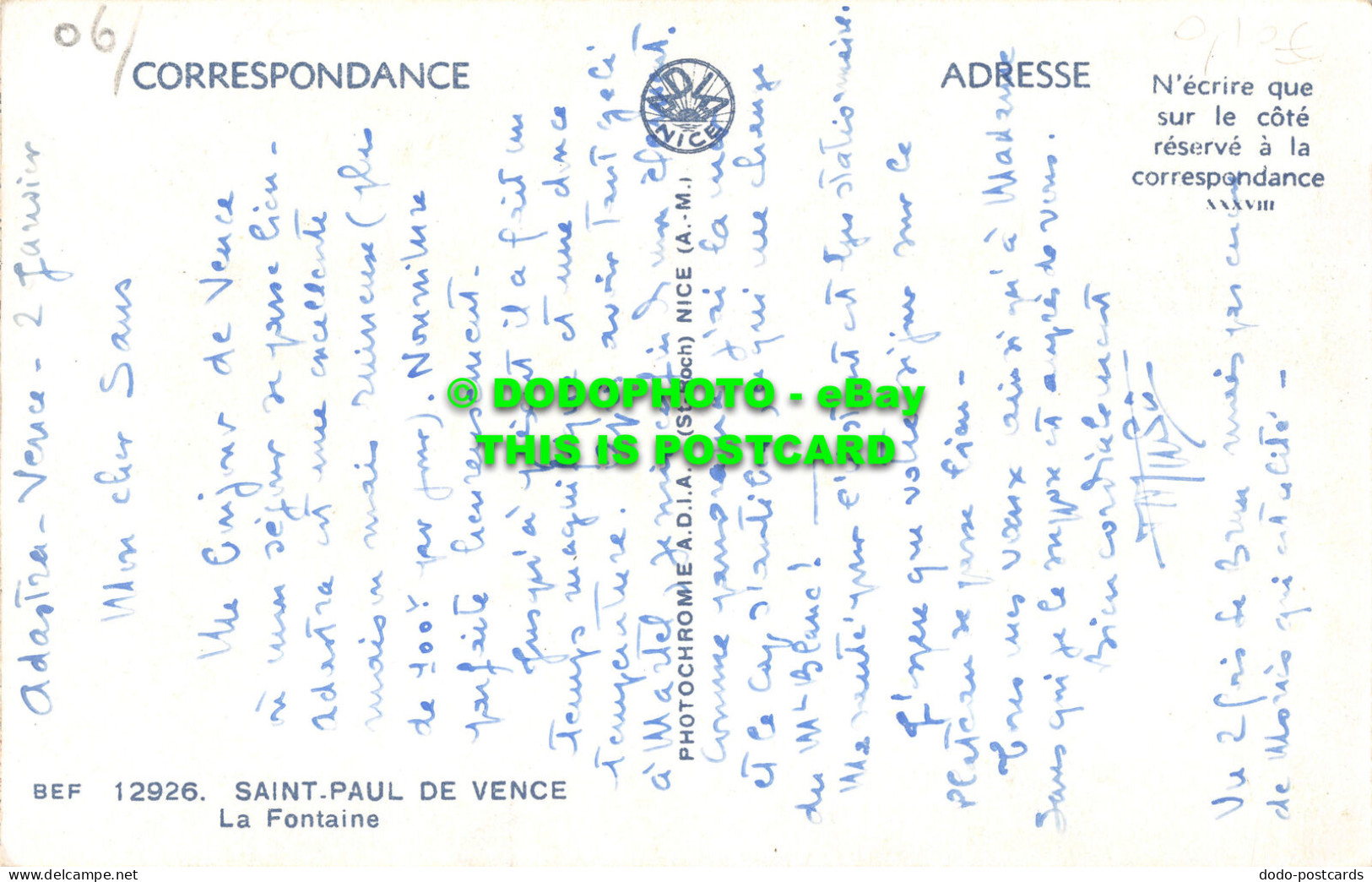 R492300 Saint Paul De Vence. La Fontaine. A. D. I. A - World