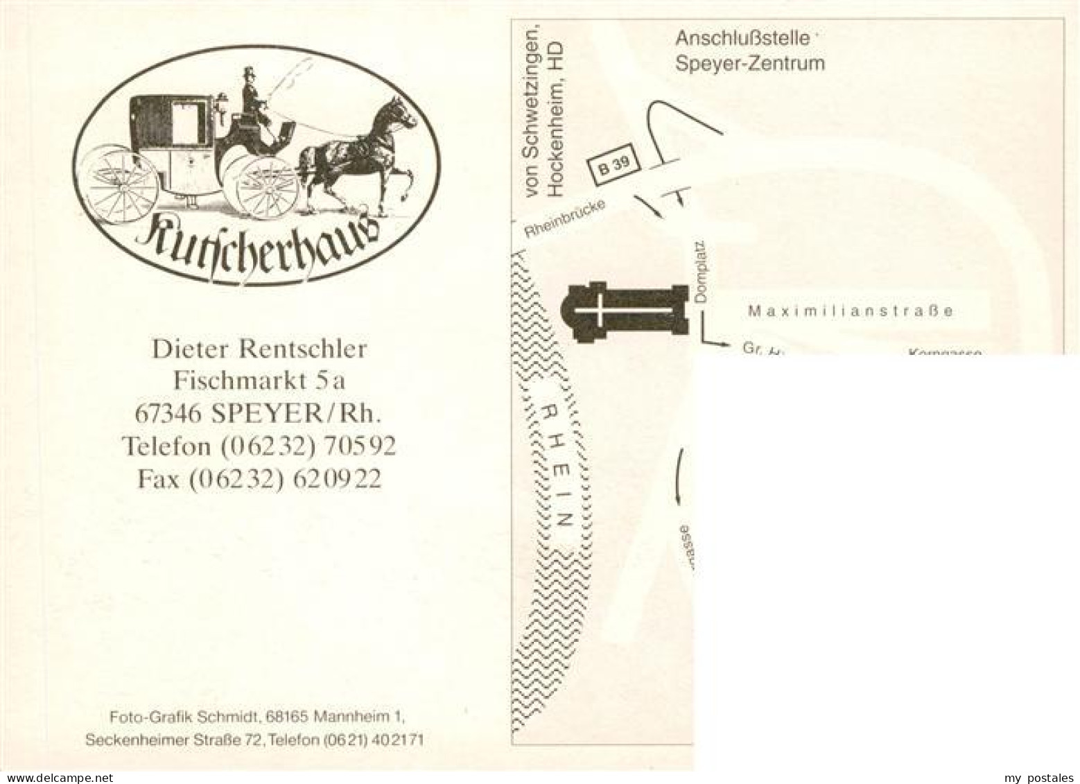 73897684 Speyer Rhein Restaurant Kutscherhaus Gastraum Marktplatz Speyer Rhein - Speyer