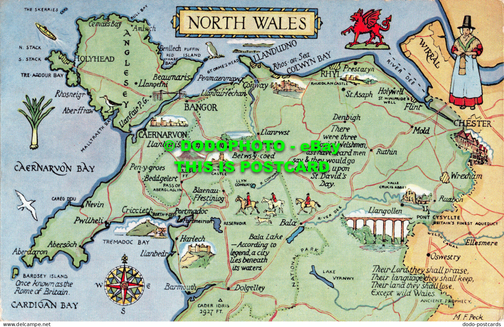 R492600 North Wales. M. F. Peck. Map. Salmon. 1958. 4587 - World