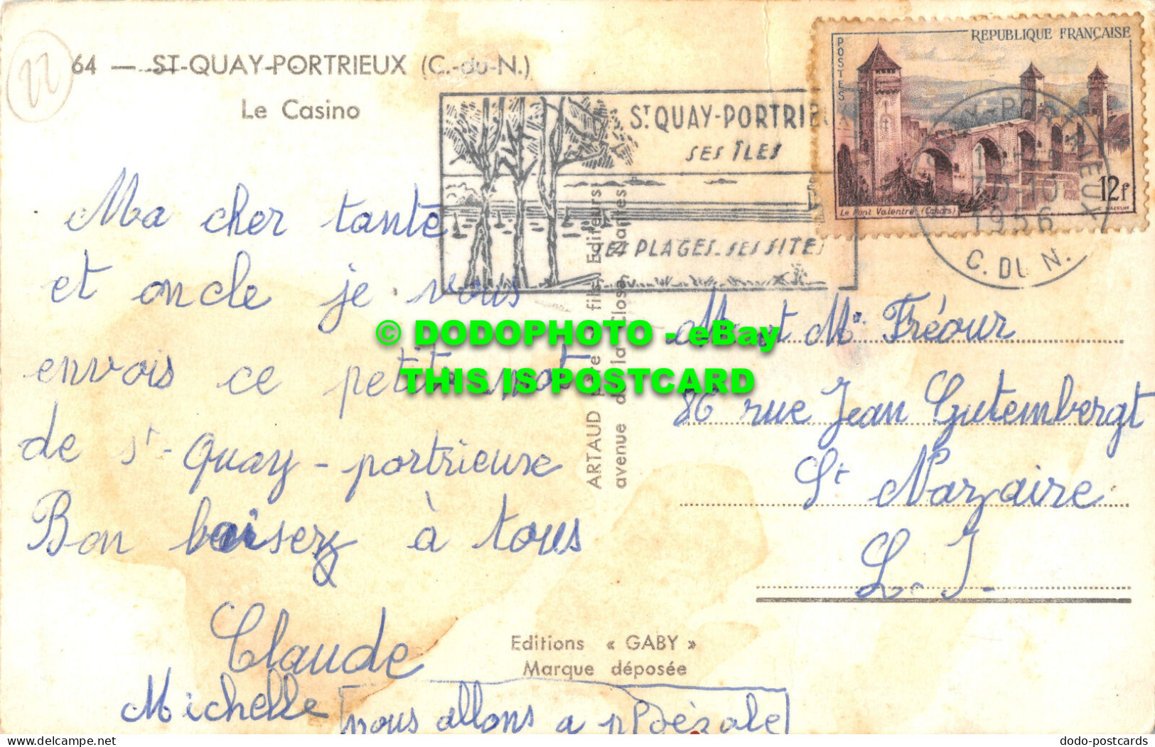 R492308 St. Quay Portrieux. Le Casino. Gaby. Artaud Pere Et Fils. 1956 - World