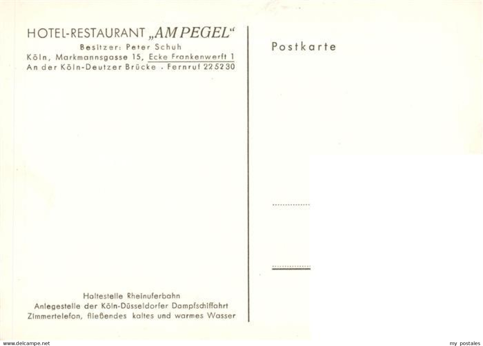 73897652 Koeln  Rhein Hotel Restaurant Am Pegel Zeichnung  - Koeln