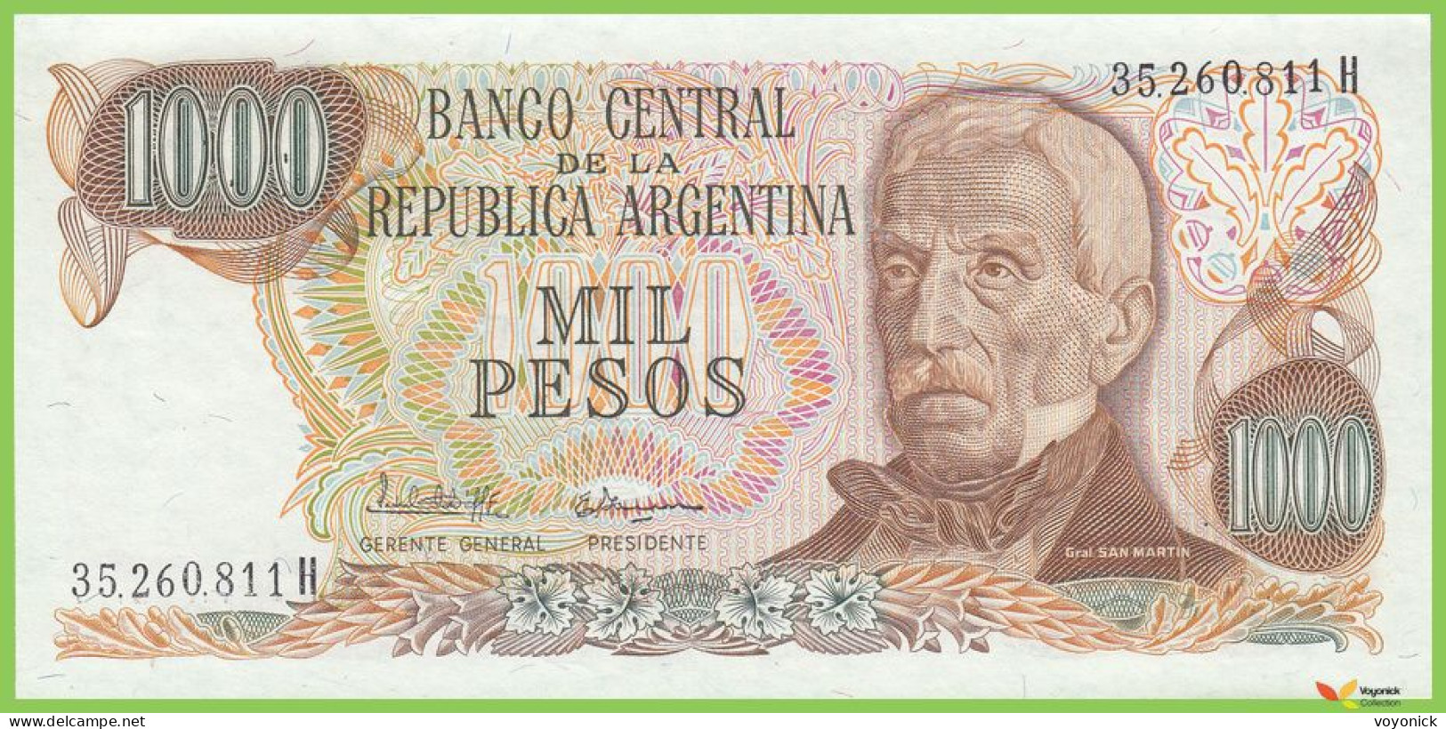 Voyo ARGENTINA 1000 Pesos ND(1981) P304c3 B357h 35.H UNC - Argentina