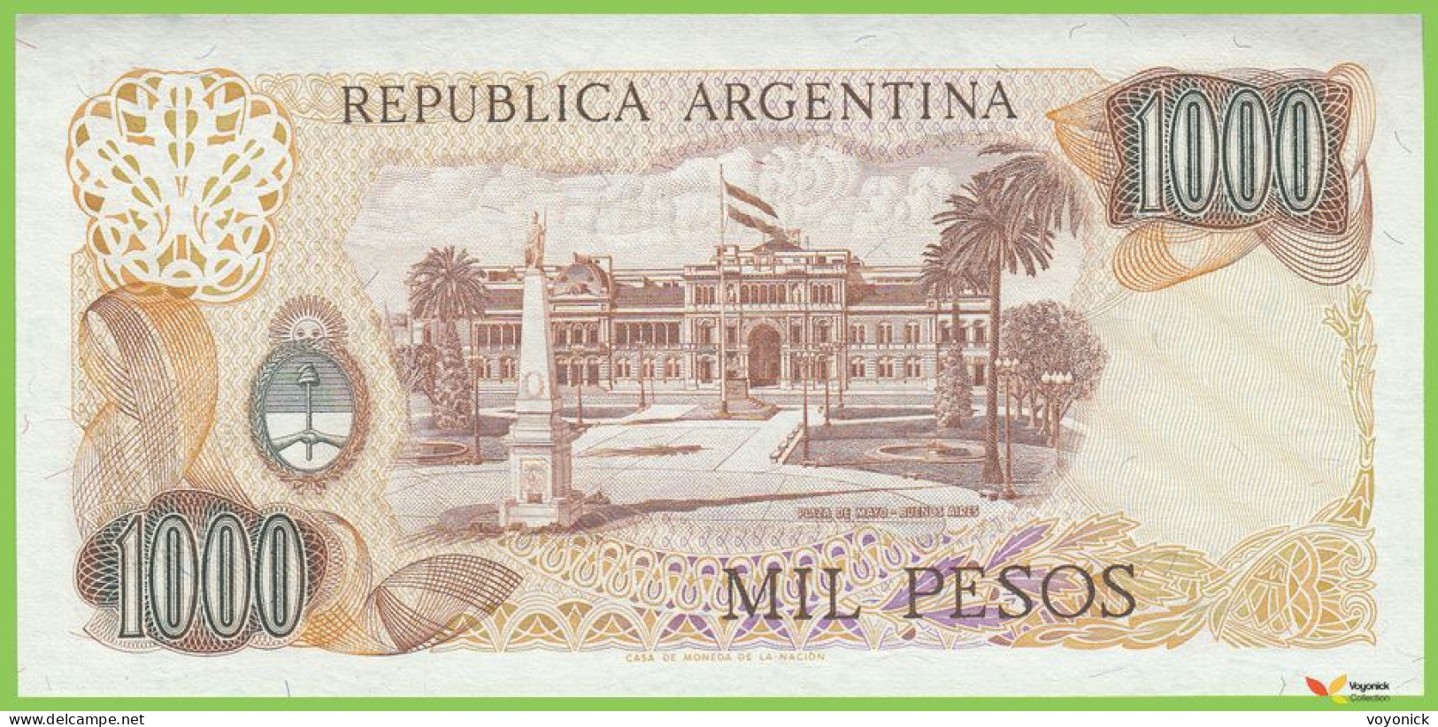 Voyo ARGENTINA 1000 Pesos ND(1981) P304c3 B357h 35.H UNC - Argentine