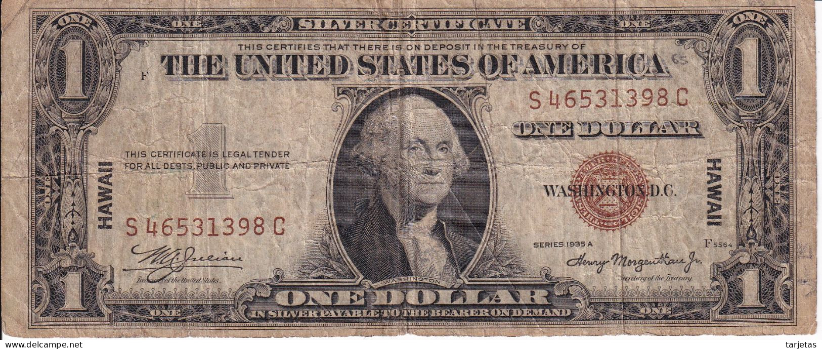 BILLETE DE HAWAII DE 1 DOLLAR DEL AÑO 1935 (BANKNOTE) - Hawaï, Noord-Afrika (1942)