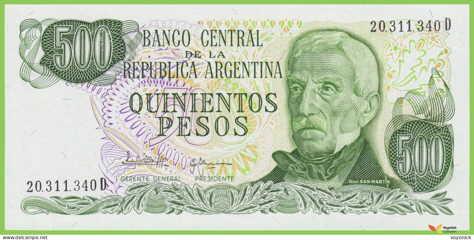 Voyo ARGENTINA 500 Pesos ND(1982) P303c B356f 20.D UNC - Argentinien