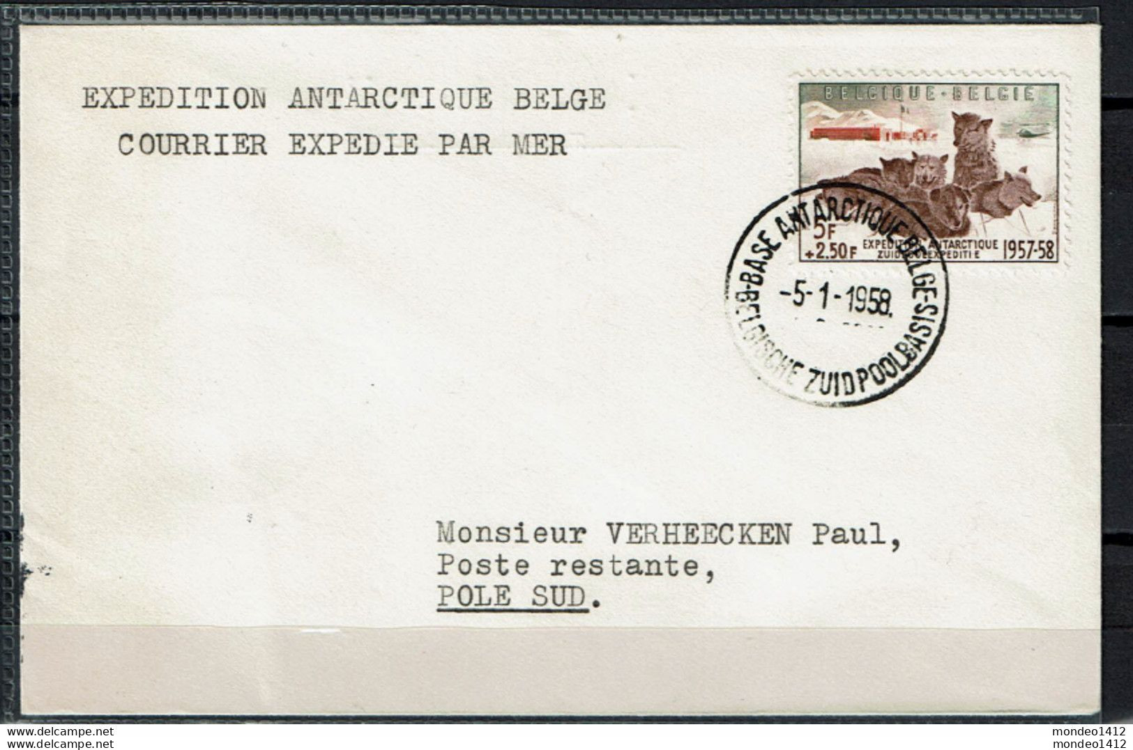 België 1957 - 1030 - Op Brief Belgische Zuidpoolbasis - Cartas & Documentos