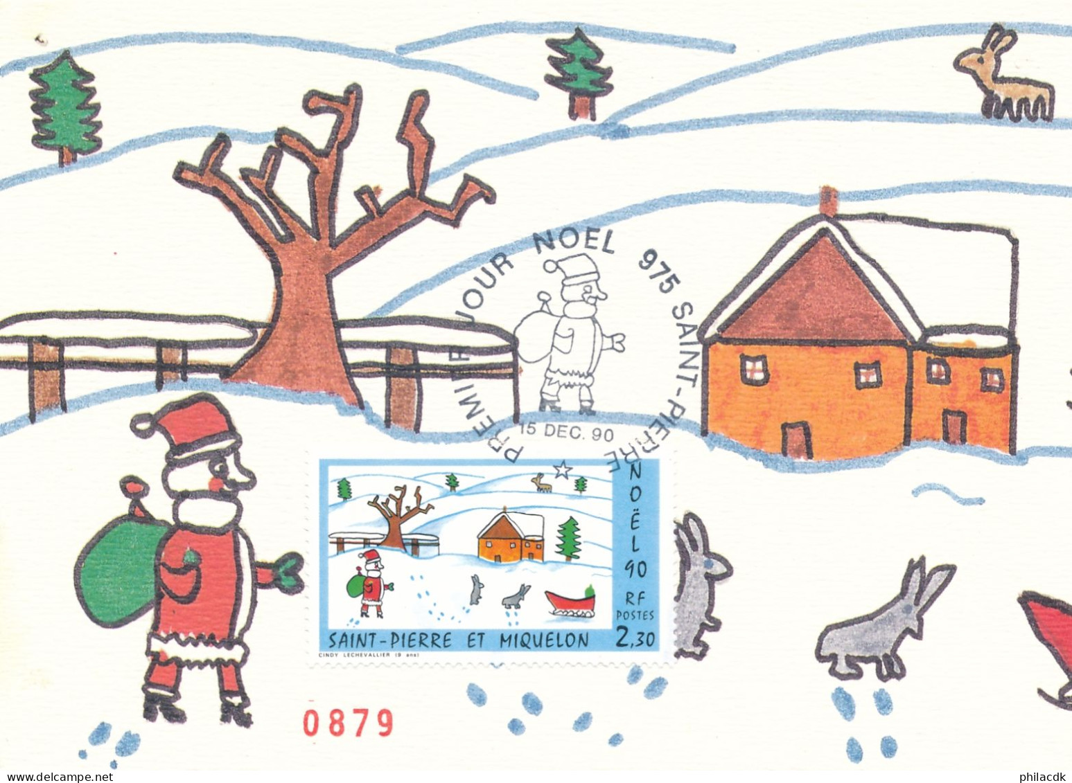 SAINT PIERRE ET MIQUELON - CARTE MAXIMUM NOEL DU 15 DECEMBRE 1990 - Cartoline Maximum