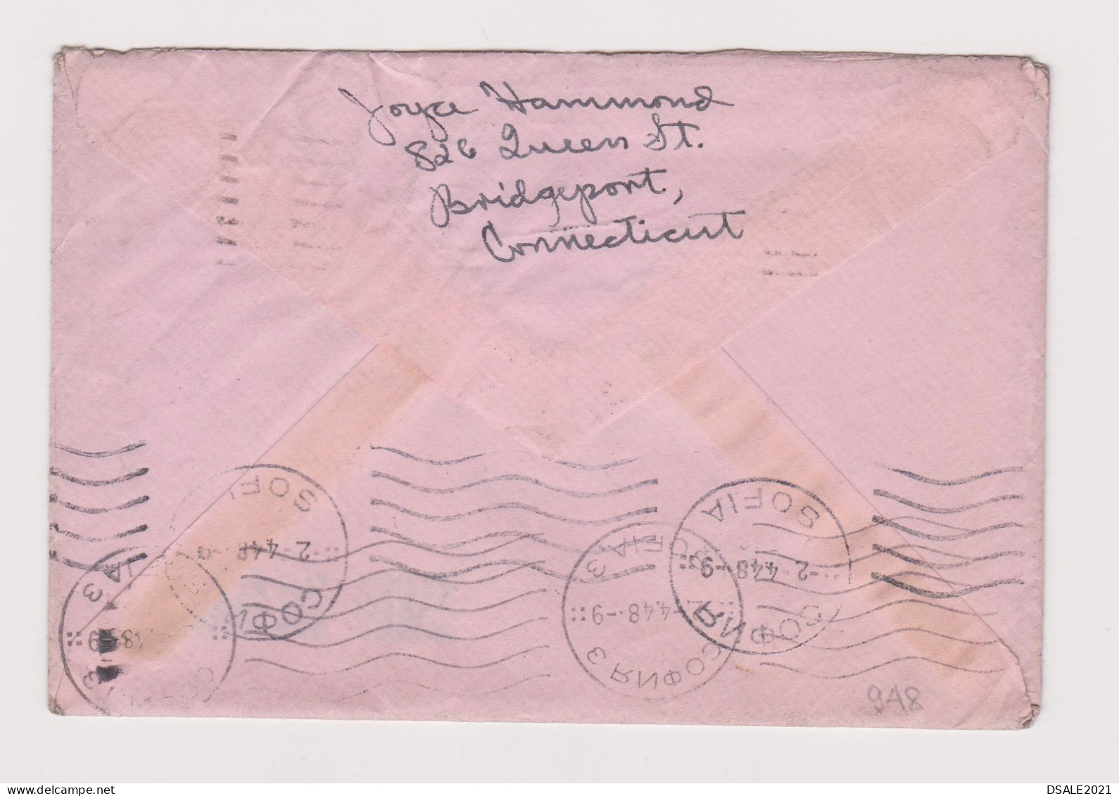 USA United States 1948 AIRMAIL Cover W/Topic Stamp 30c Airplane, Sent BRIDGEPORT CONNECTICUT To Bulgaria /948 - Covers & Documents