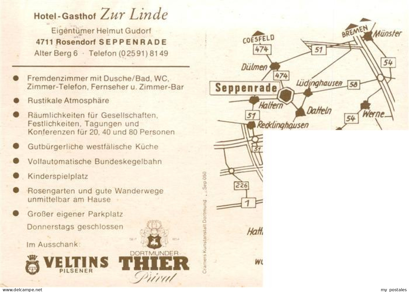 73897187 Seppenrade Rosendorf Gasthof Zur Linde Bar Gastraeume  - Luedinghausen