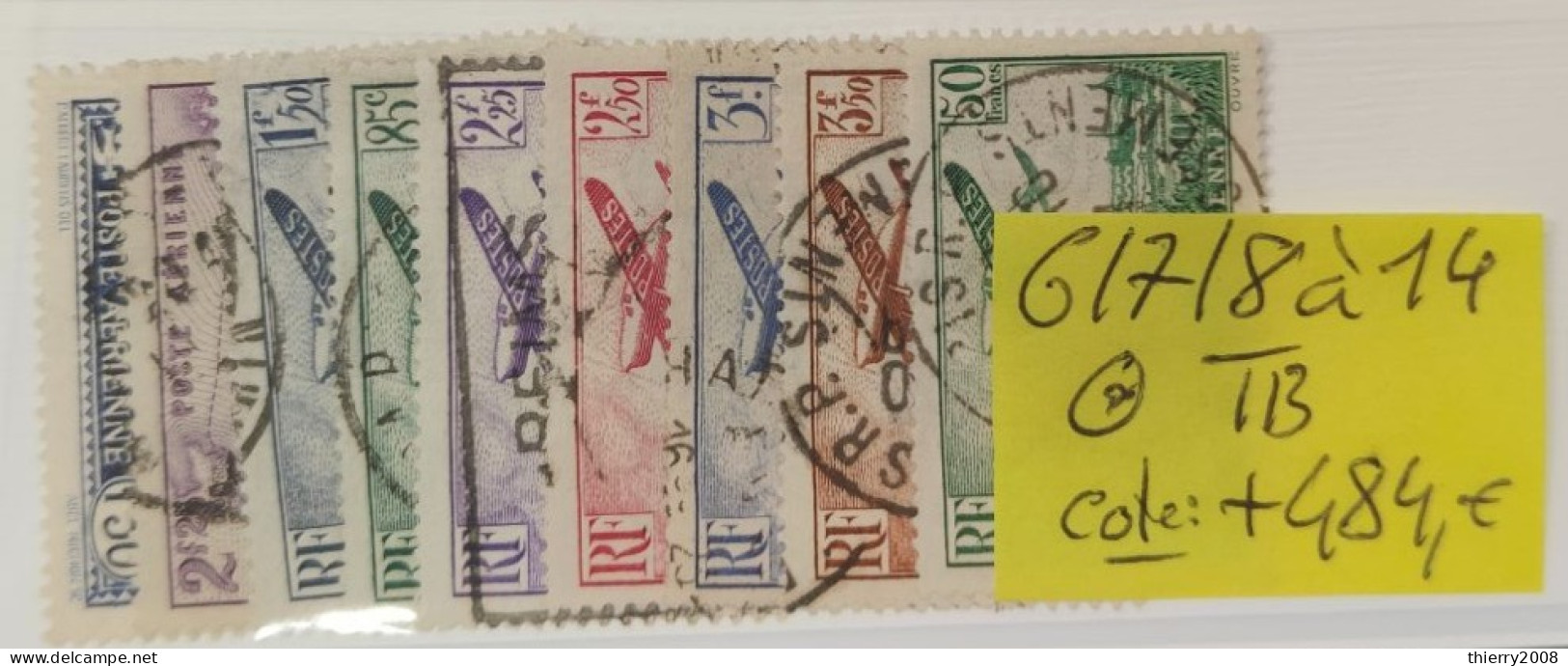 Lot Poste Aérienne N°  6/7/8 à 14 Avec Oblitération D'Epoque, Cote +484 €  TTB - 1927-1959 Oblitérés