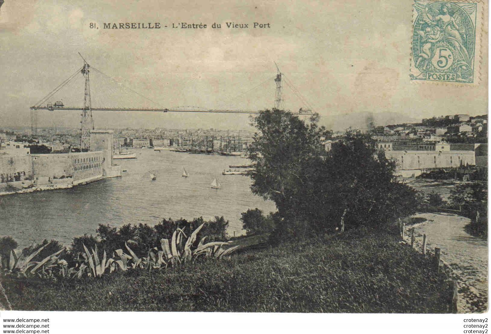 13 MARSEILLE N°81 Pont Transbordeur Et Entrée Du Vieux Port En 1906 Aloès Au Premier Plan VOIR DOS - Old Port, Saint Victor, Le Panier