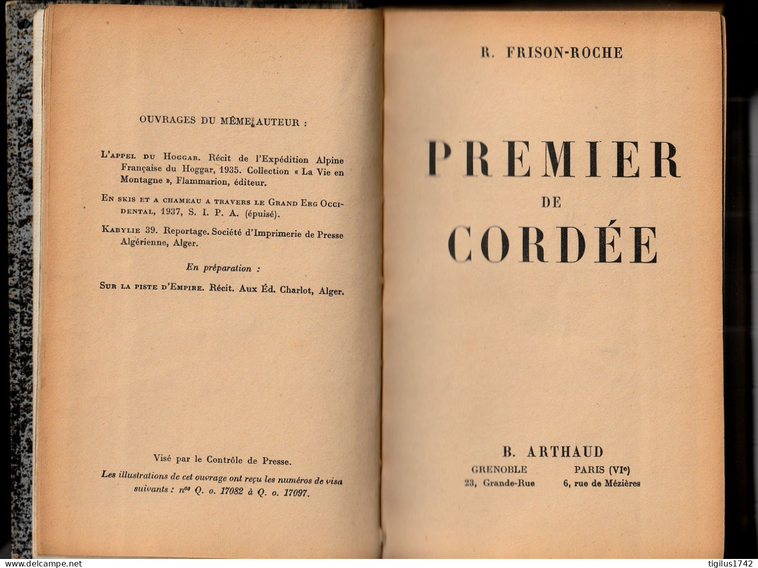 Roger Frison-Roche. Premier De Cordée. Roman. Arthaud éd., 1941 - 1901-1940