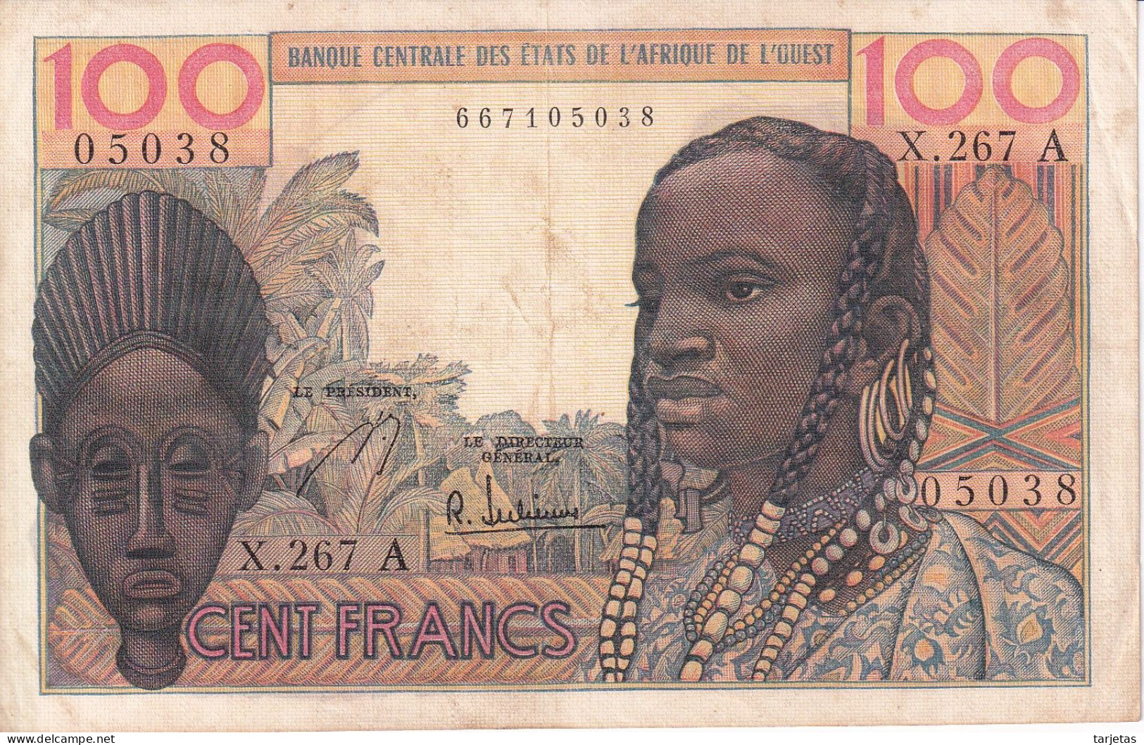 BILLETE DE COSTA DE MARFIL DE 100 FRANCS DEL AÑO 1961-65  (BANK NOTE) - Côte D'Ivoire