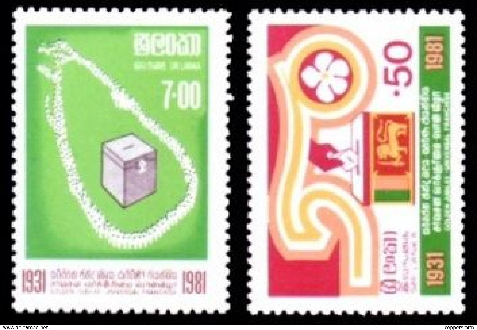 (0088) Sri Lanka  Suffrage / Wahlrecht ** / Mnh  Michel 559-560 - Sri Lanka (Ceylon) (1948-...)