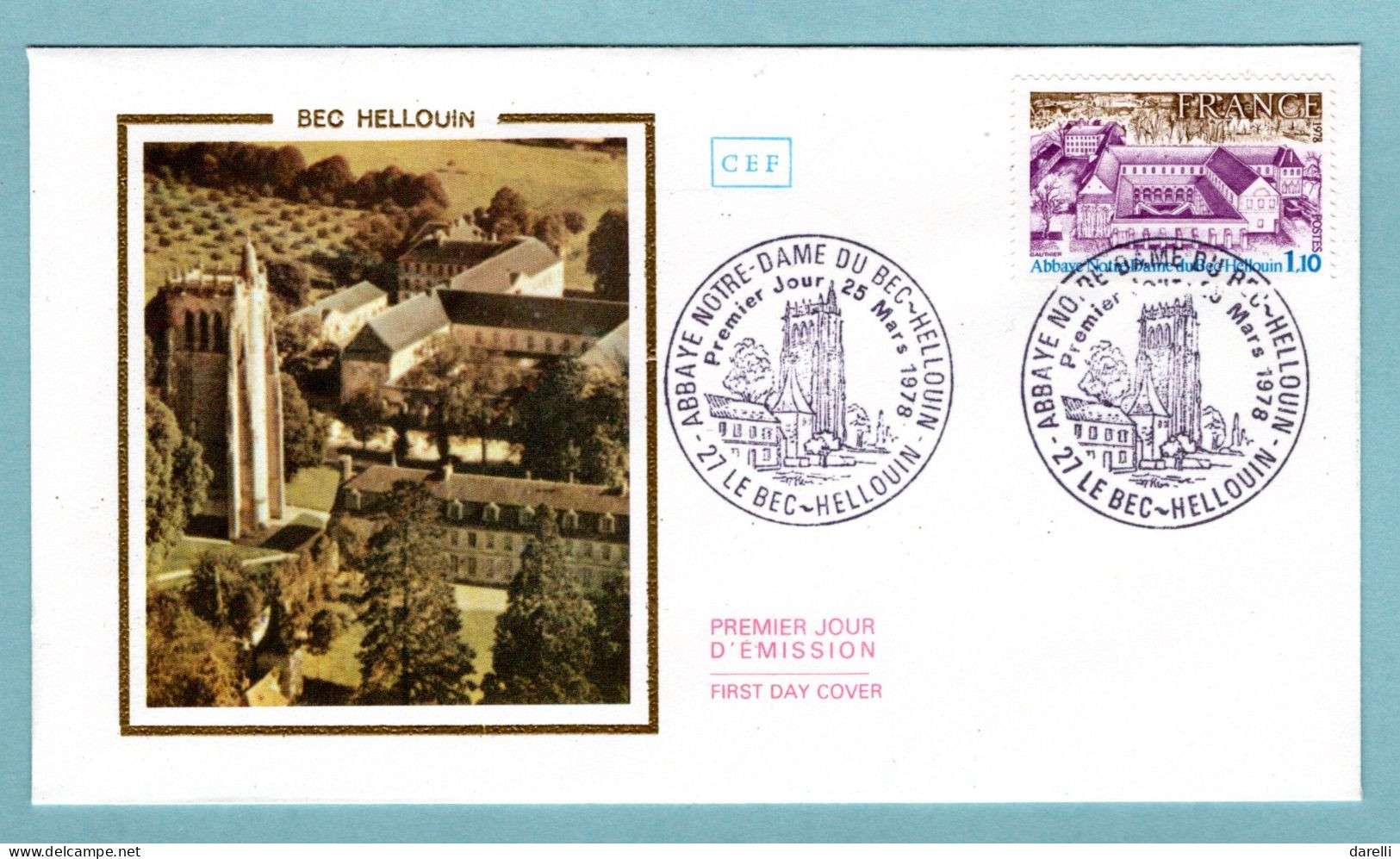 FDC France 1978 - Abbaye Notre-Dame Du Bec-Hellouin - YT 1999 - 27 Bec-Hellouin - 1970-1979