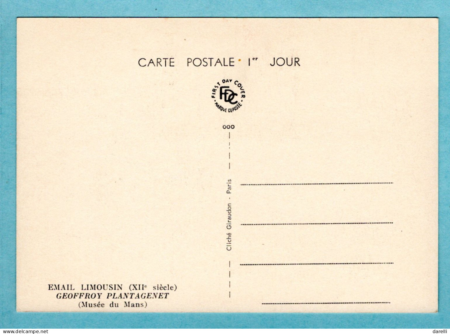 Carte Maximum 1964 - Email Champlevé Limousin XIIe Siècle - Geoffroi V Le Bel - YT 1424 - Limoges - 1960-1969