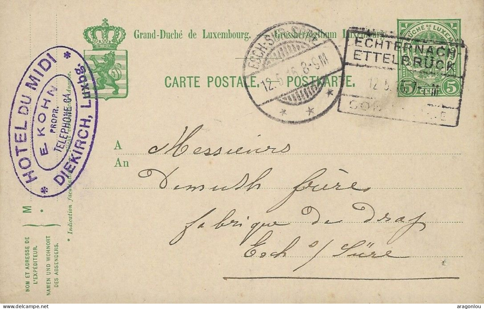 Luxembourg - Luxemburg - Carte-Postale 1916   Cachet Echternach  Ettelbruck - Ganzsachen