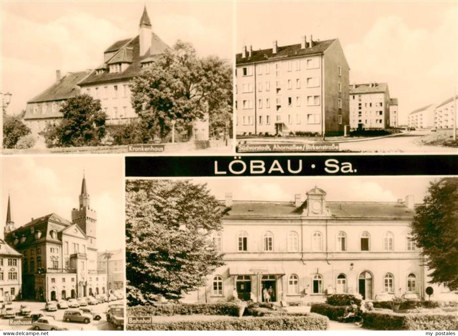 73897070 Loebau Sachsen Krankenhaus Suedvorstadt Wohnsiedlung Rathaus Bahnhof Lo - Loebau