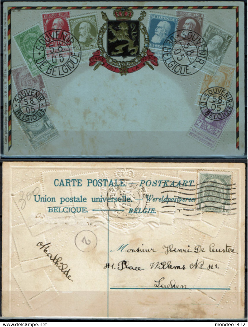 CPA Timbres Imprimés Souvenir De Belgique - Altri & Non Classificati