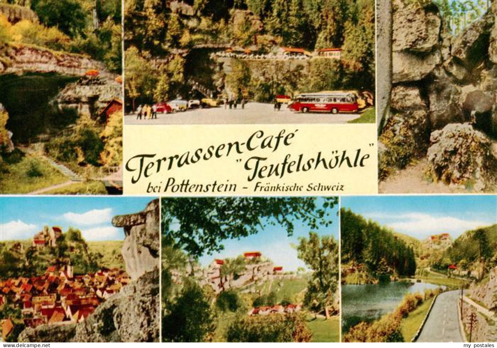 73897063 Pottenstein Oberfranken Terrassen-Cafe Teufelshoehle Natur Felsen Fraen - Pottenstein