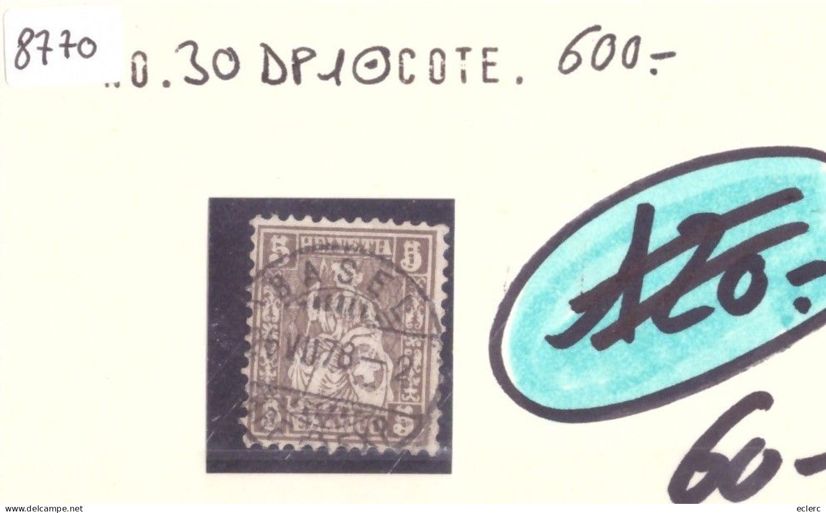 No 30 DP1  OBLITERE ( DOUBLE MOLETAGE )  COTE: 600.- - Errors & Oddities