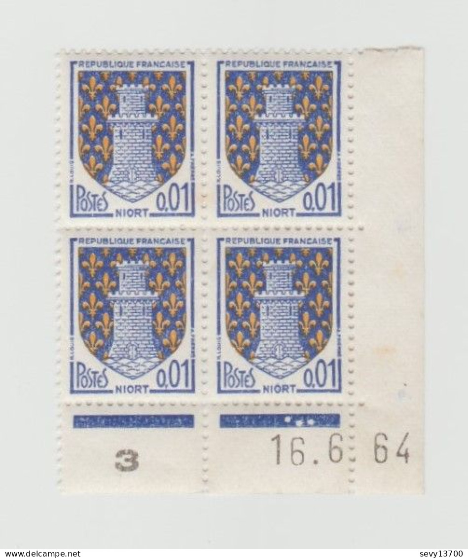 France Bloc De 4 Timbres Neufs Blason De Niort Coin Daté YT N° 1351A 1964 - 1960-1969