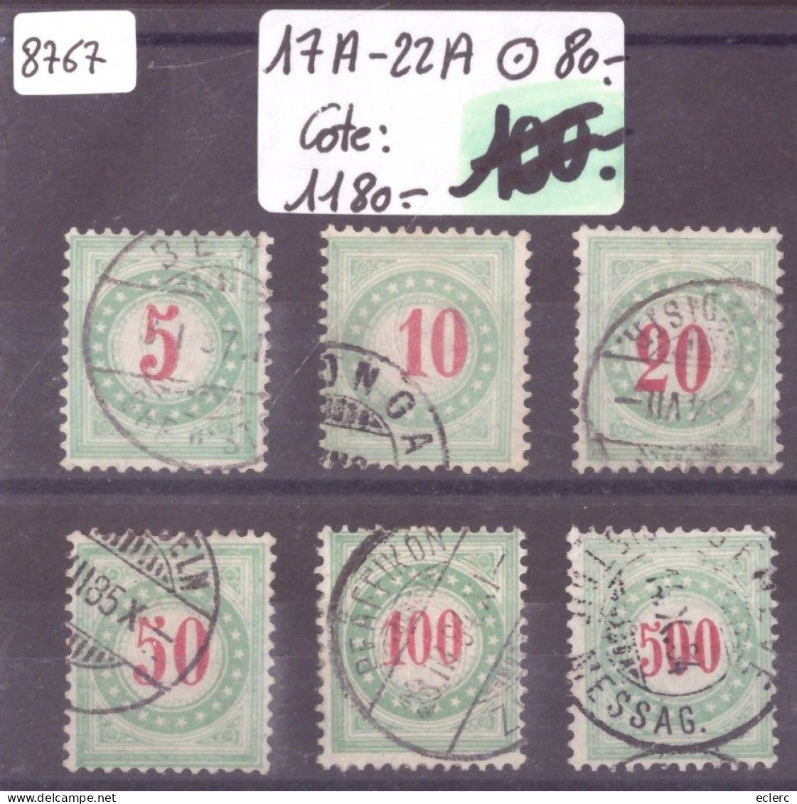 TAXES No 17A-22A OBLITERES - ( COULEUR VERT-BLEU )  COTE: 1180.- - Postage Due