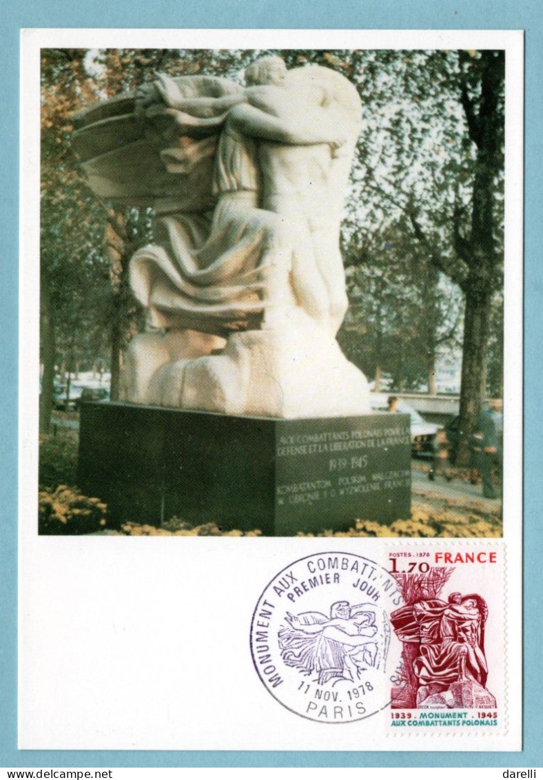 Carte Maximum 1978 - Monument Aux Combattants Polonais - YT 2021 - Paris - 1970-1979