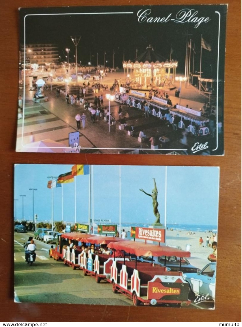 Lot 2 Cartes De Canet Plage Le Petit Train - Canet Plage