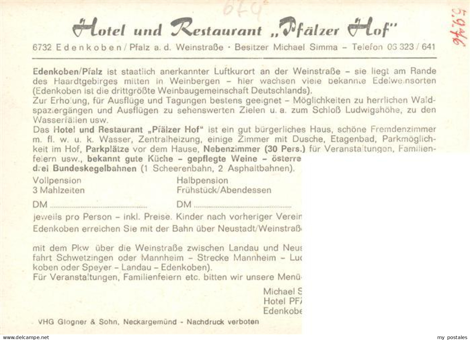 73896704 Edenkoben Hotel Restaurant Pfaelzer Hof Gastraum Kegelbahn Edenkoben - Edenkoben