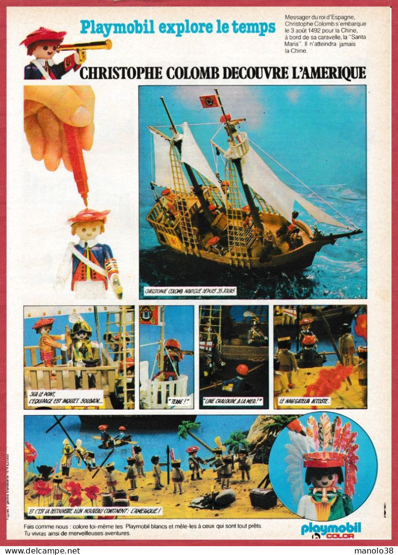 Playmobil Color. Christophe Colomb Découvre L'Amérique. Playmobil Explore Le Temps. 1980. - Werbung