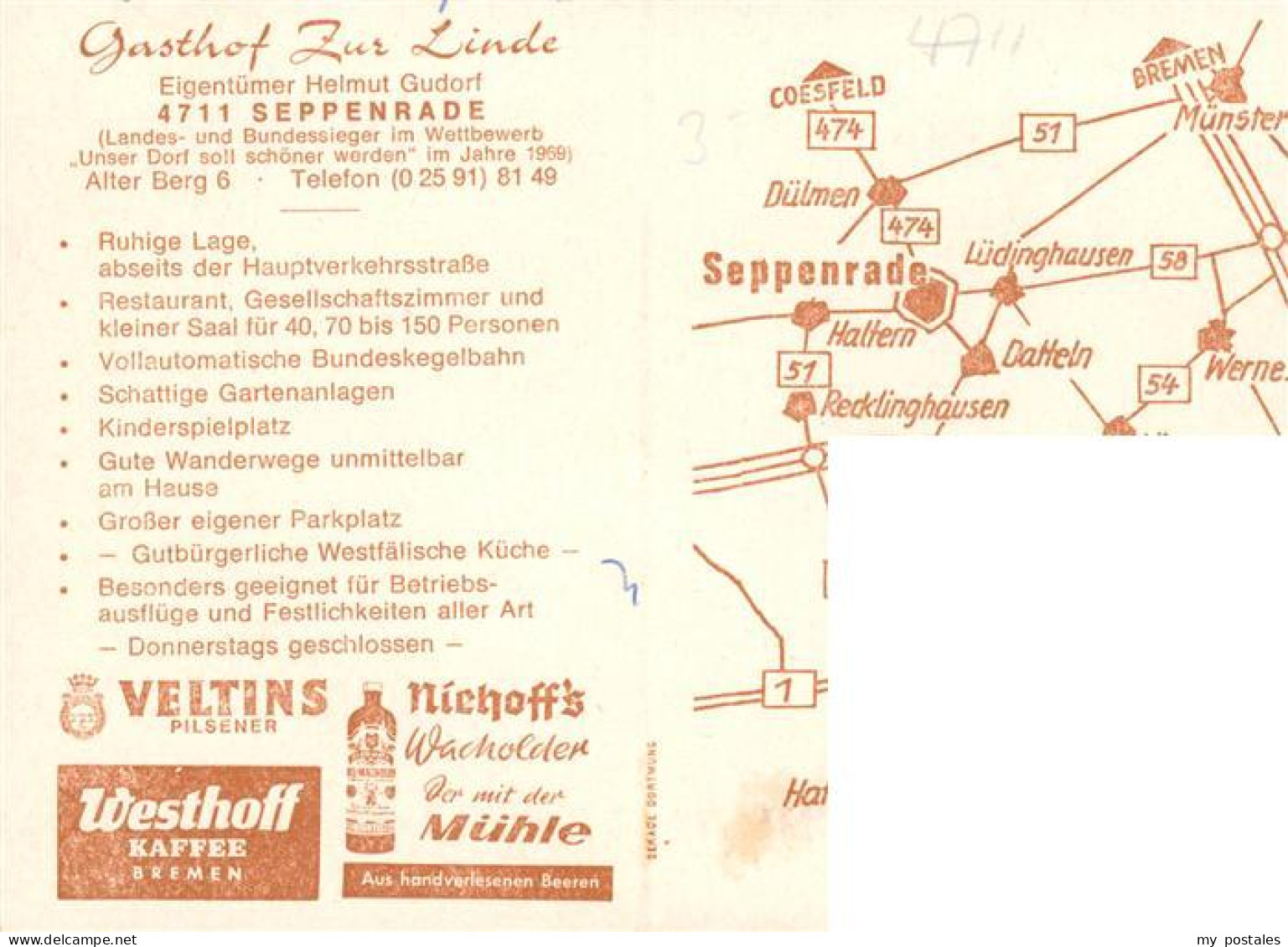 73896582 Seppenrade Gasthof Zur Linde Restaurant Kegelbahn Seppenrade - Lüdinghausen