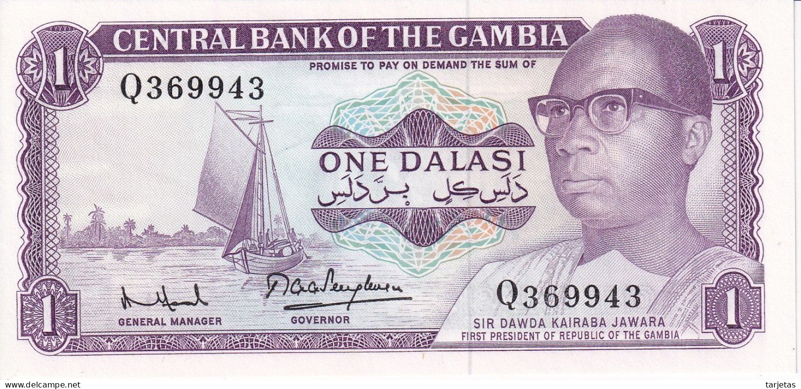 BILLETE DE GAMBIA DE 1 DALASI DEL AÑO 1971 SIN CIRCULAR (UNC) (BANKNOTE) - Gambie